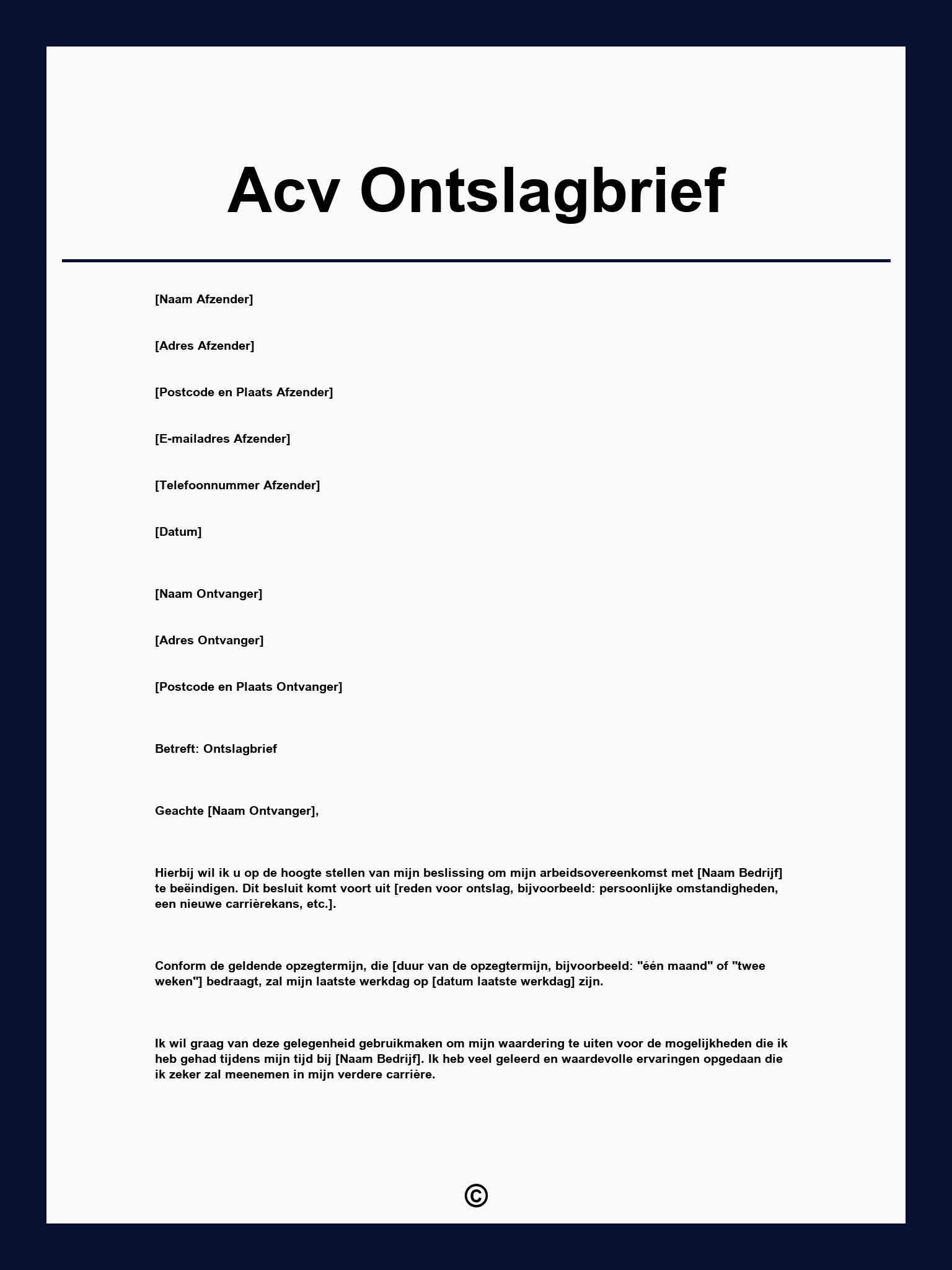 Acv Ontslagbrief