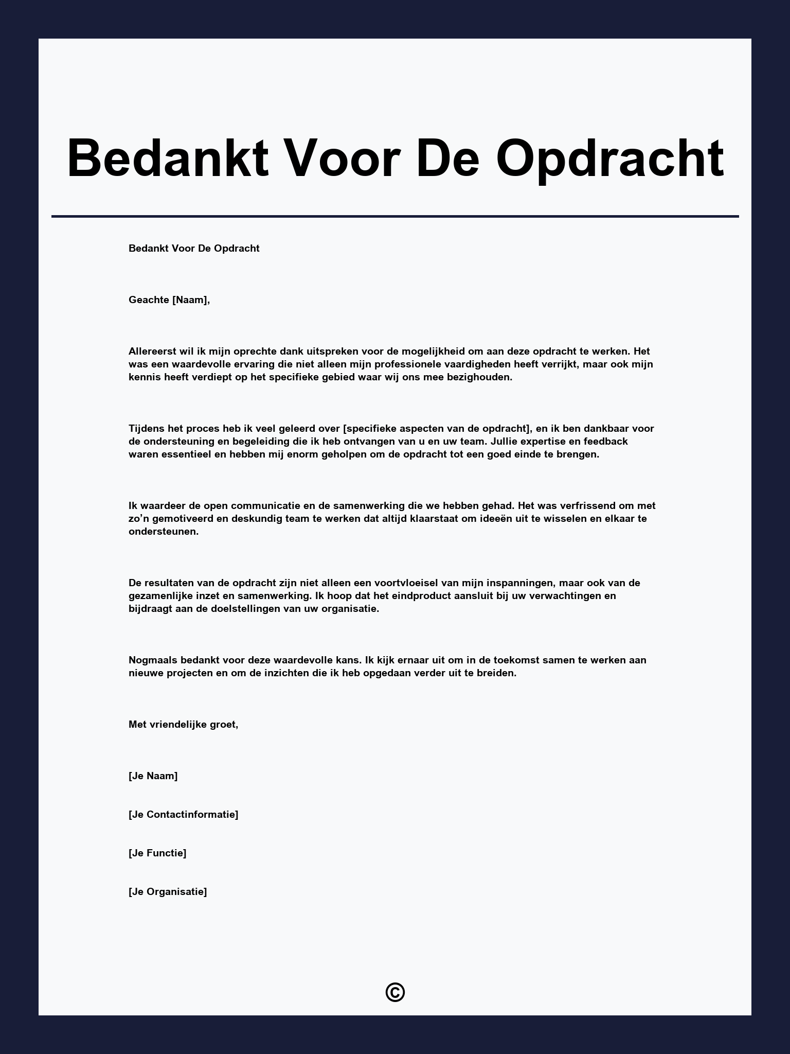 Bedankt Voor De Opdracht