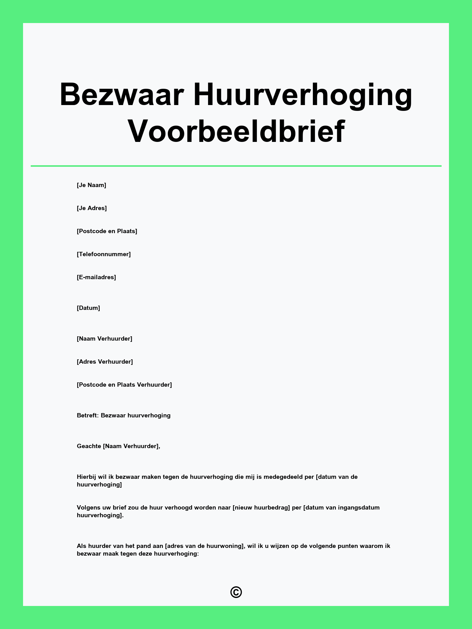 Bezwaar Huurverhoging Voorbeeldbrief