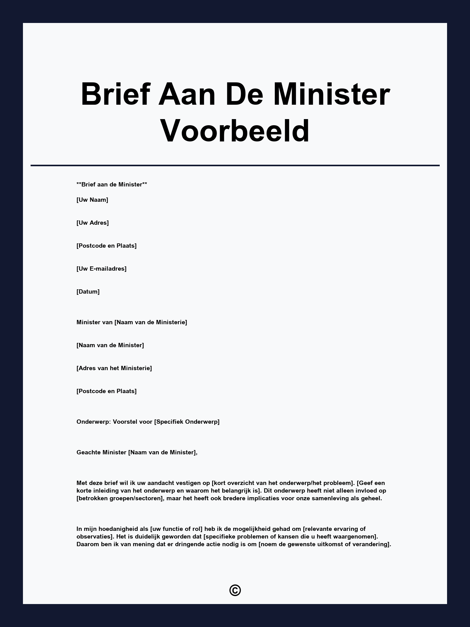 Brief Aan De Minister Voorbeeld