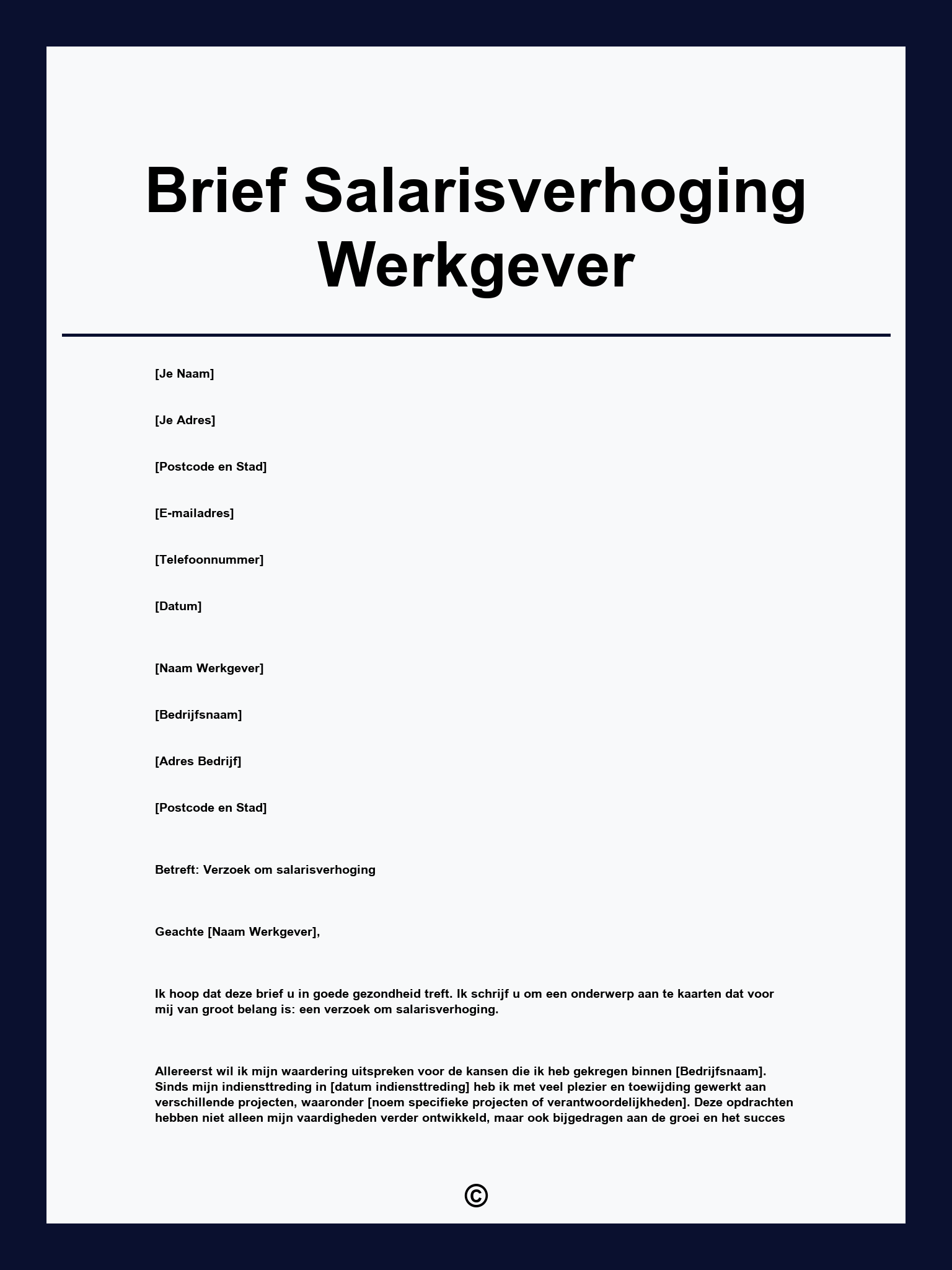 Brief Salarisverhoging Werkgever