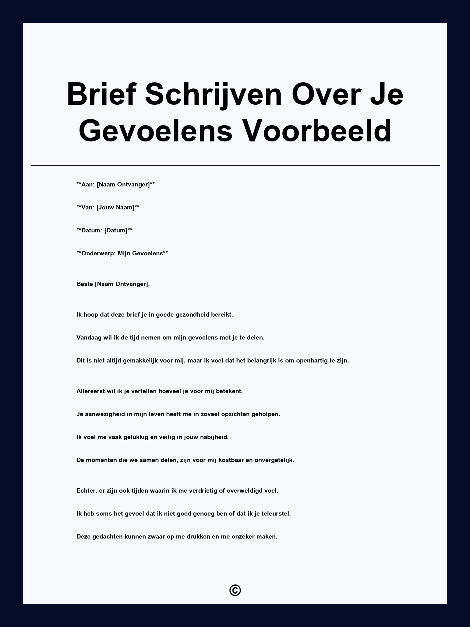 Brief Schrijven Over Je Gevoelens Voorbeeld