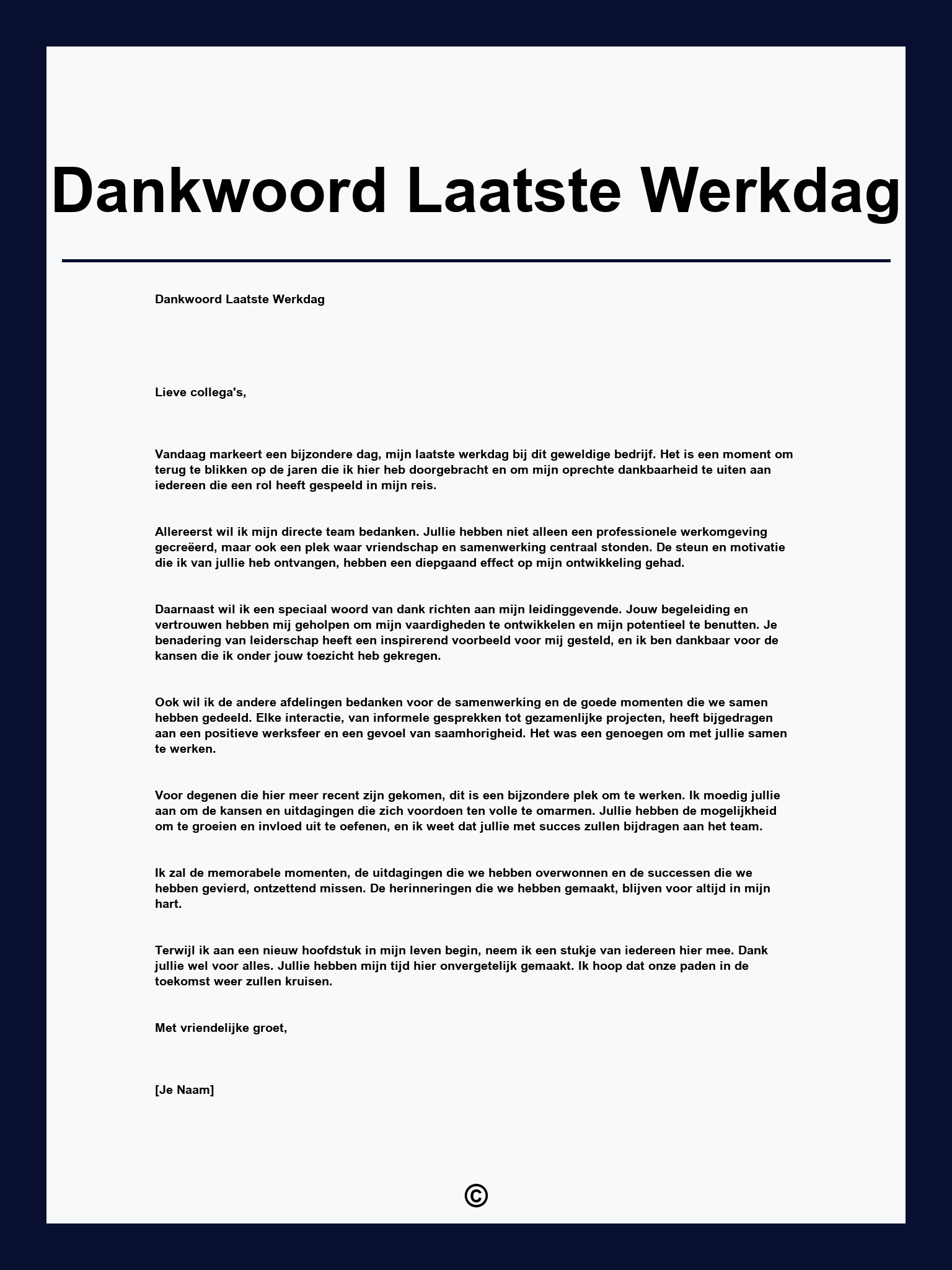 Dankwoord Laatste Werkdag