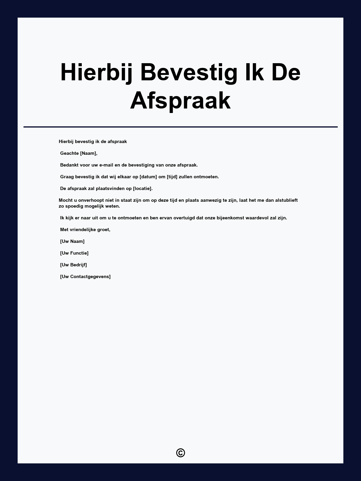 Hierbij Bevestig Ik De Afspraak