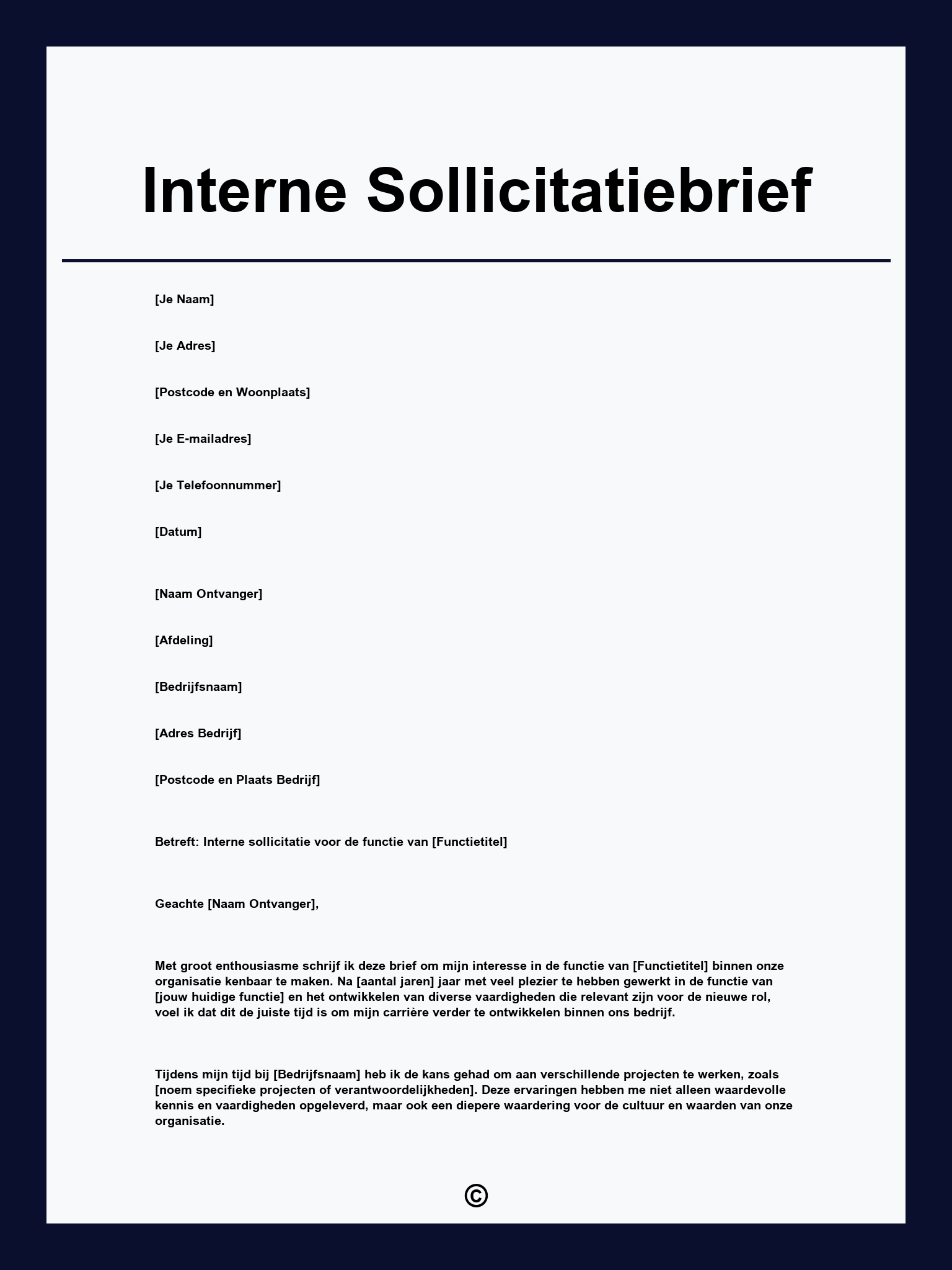 Interne Sollicitatiebrief