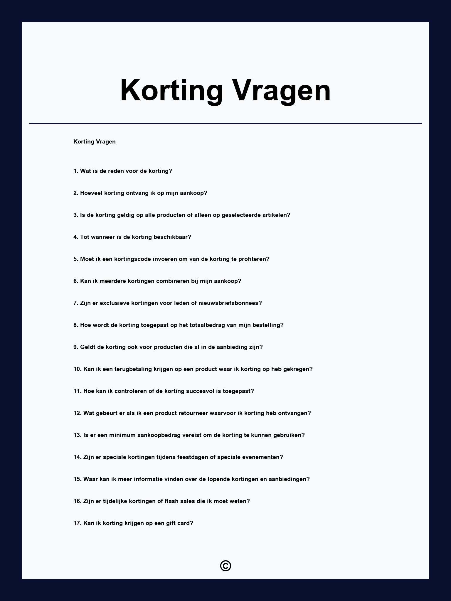 Korting Vragen