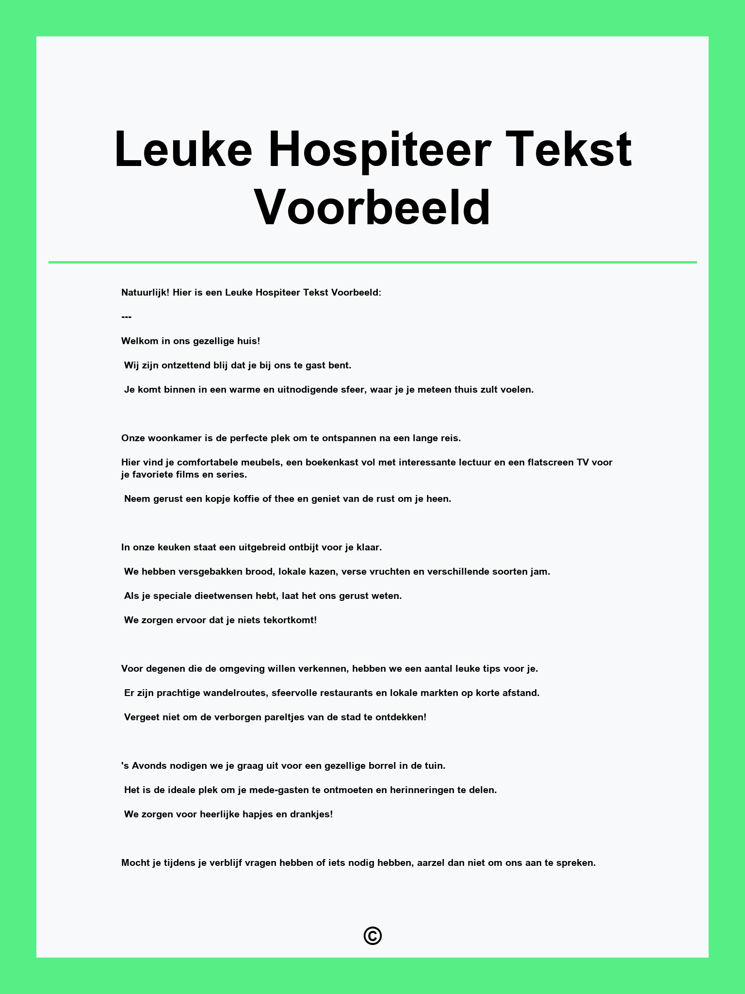 Leuke Hospiteer Tekst Voorbeeld