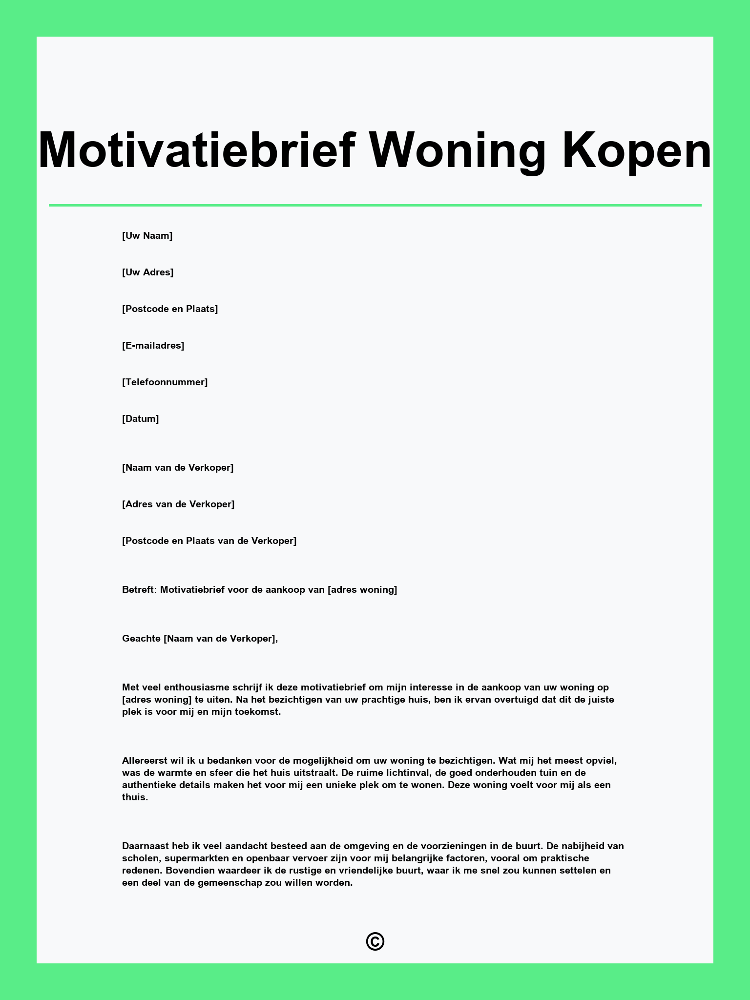 Motivatiebrief Woning Kopen