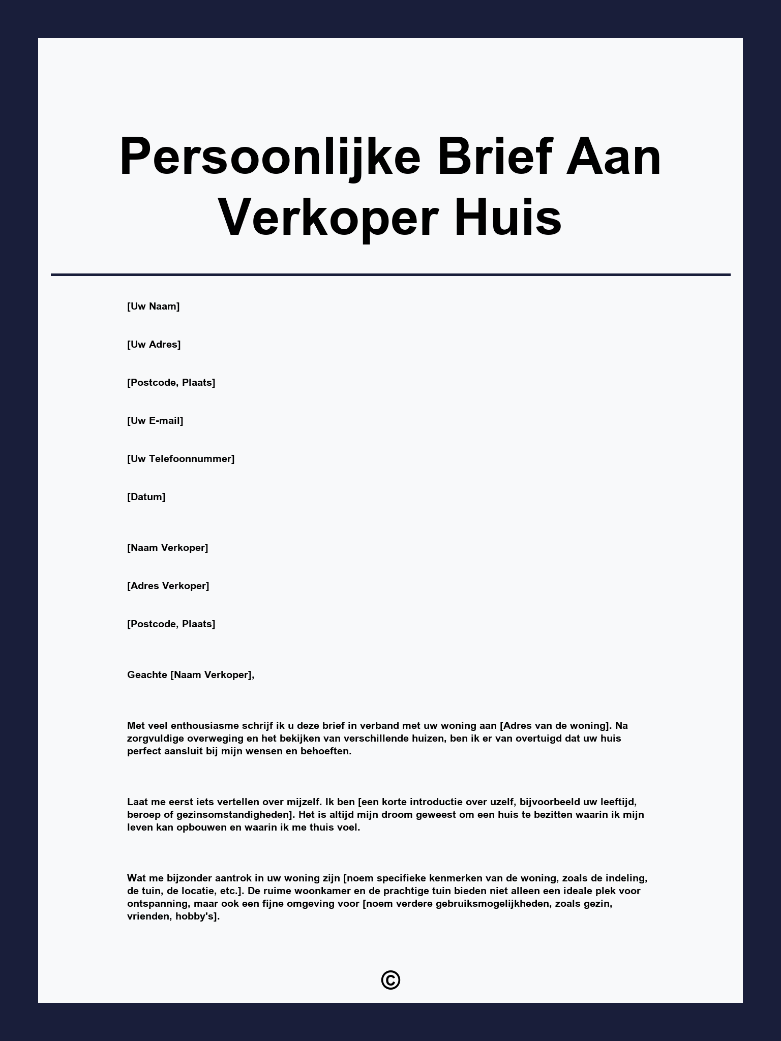 Persoonlijke Brief Aan Verkoper Huis