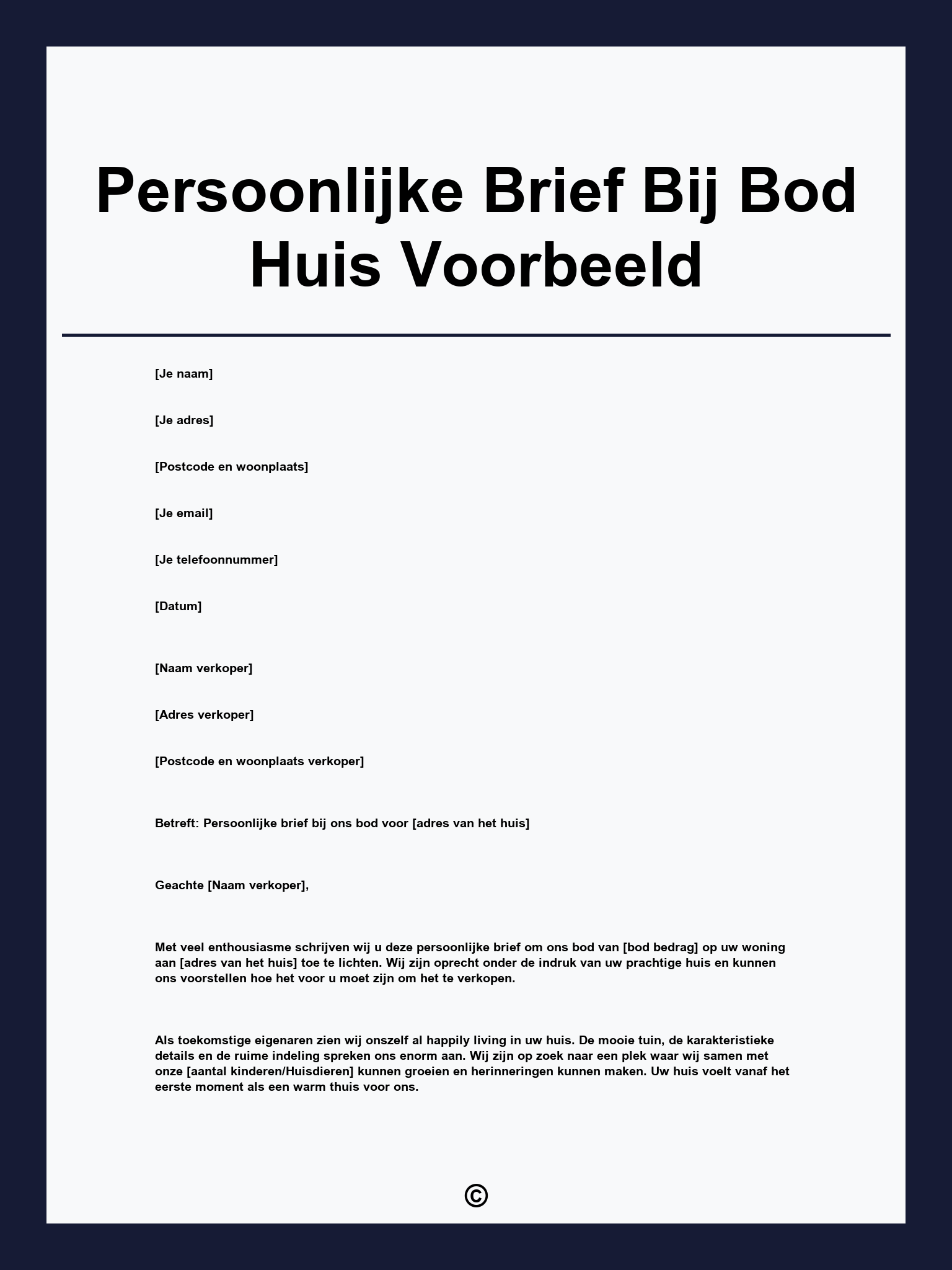 Persoonlijke Brief Bij Bod Huis Voorbeeld