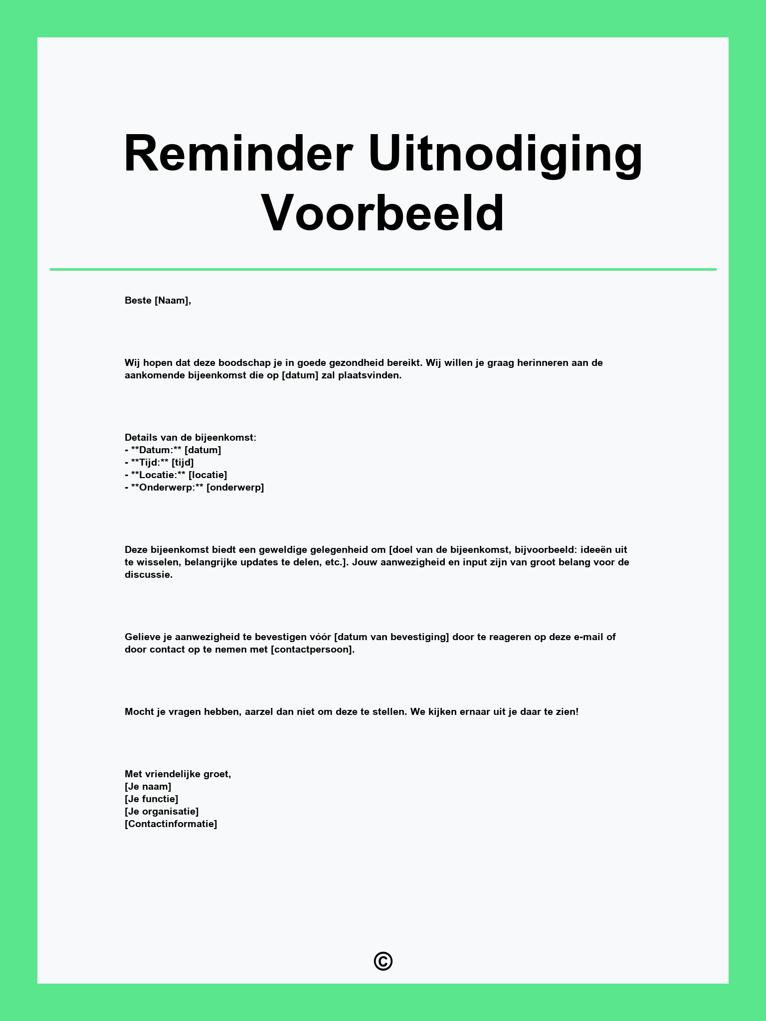 Reminder Uitnodiging Voorbeeld