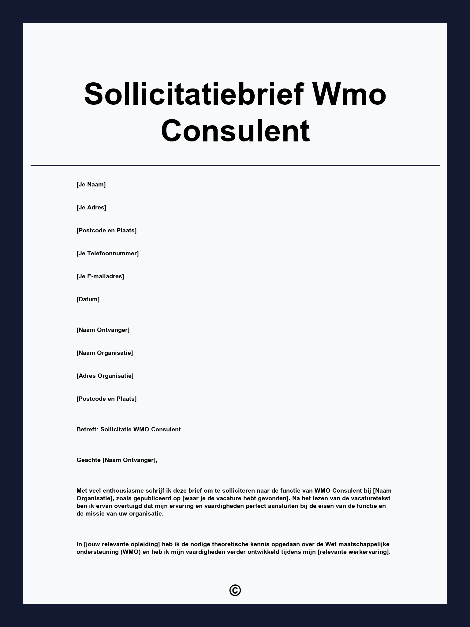 Sollicitatiebrief Wmo Consulent
