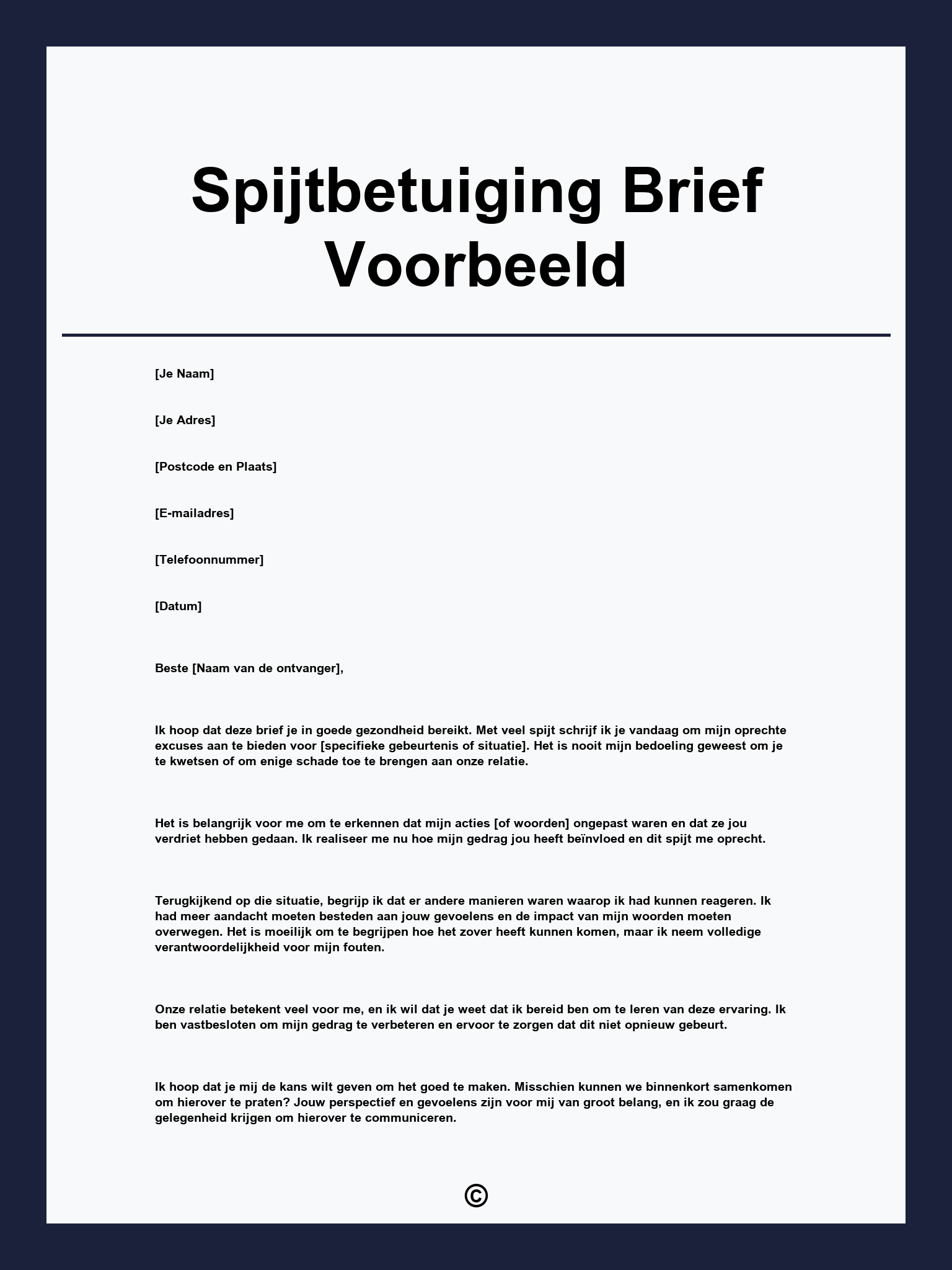Spijtbetuiging Brief Voorbeeld