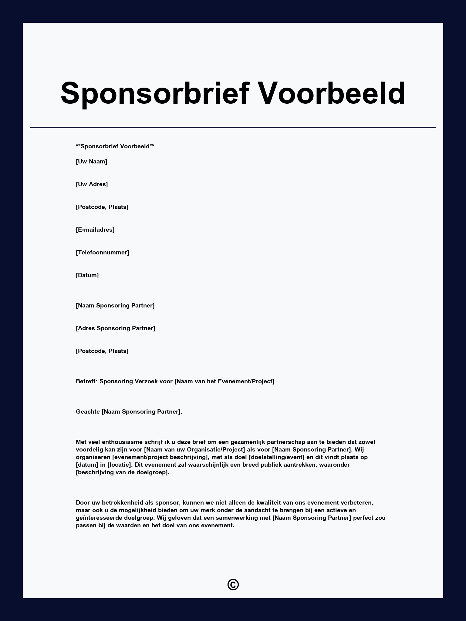 Sponsorbrief Voorbeeld