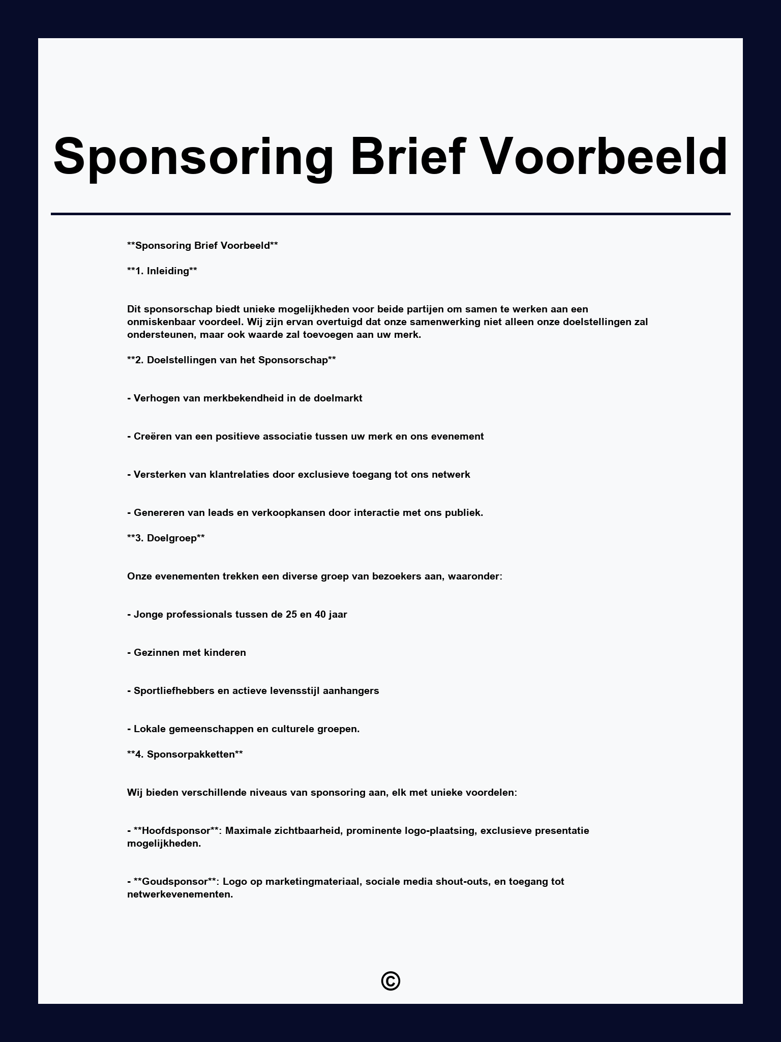Sponsoring Brief Voorbeeld