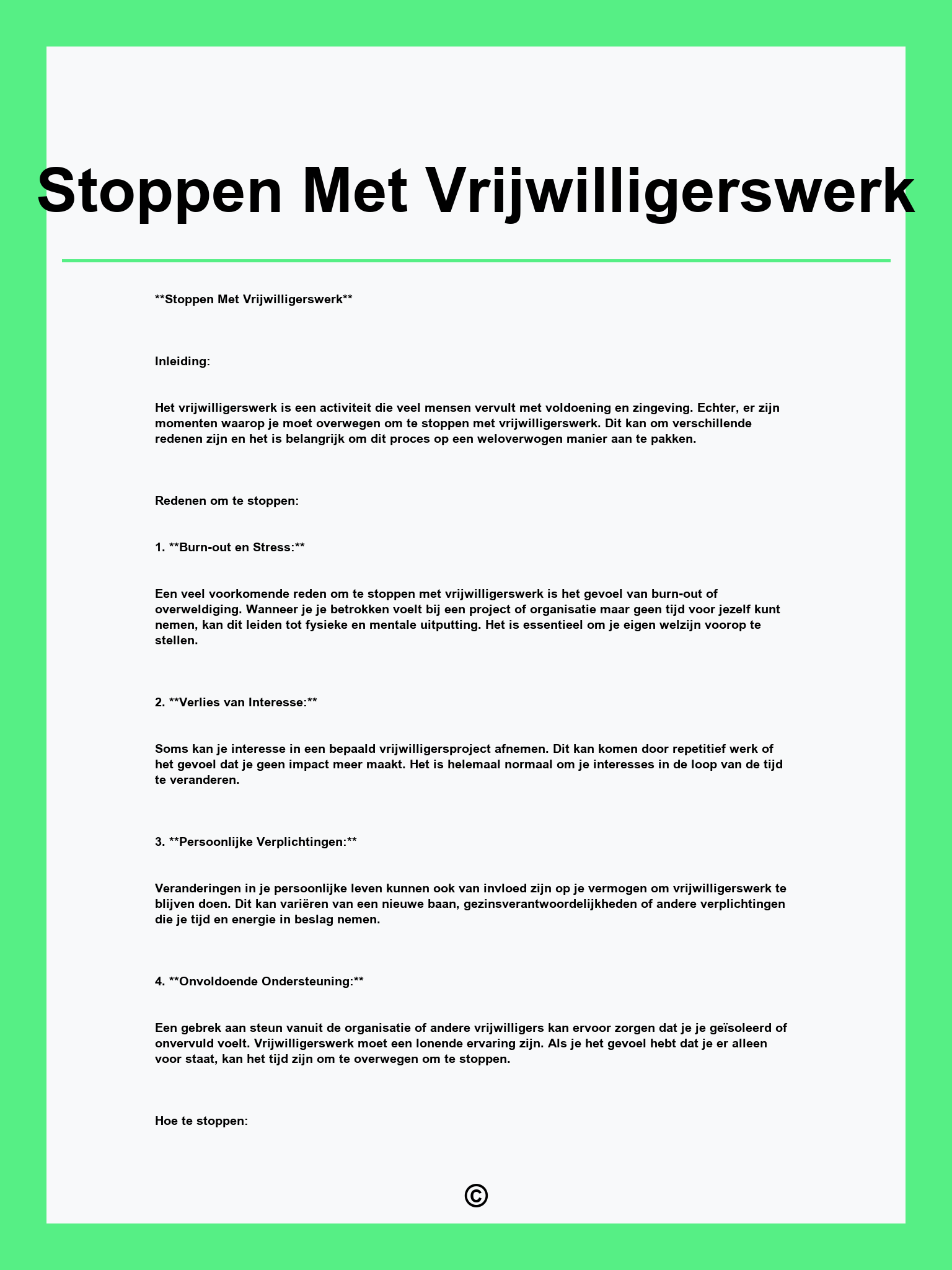 Stoppen Met Vrijwilligerswerk
