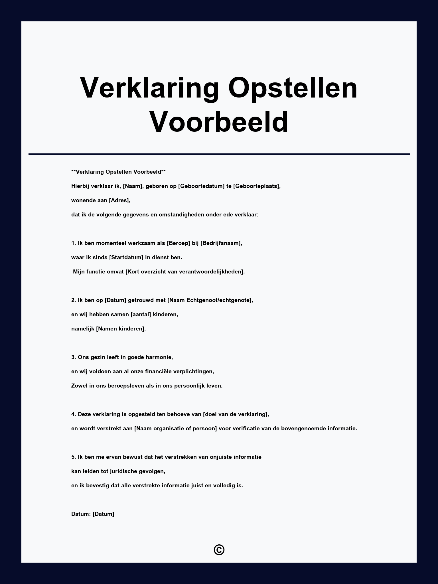Verklaring Opstellen Voorbeeld