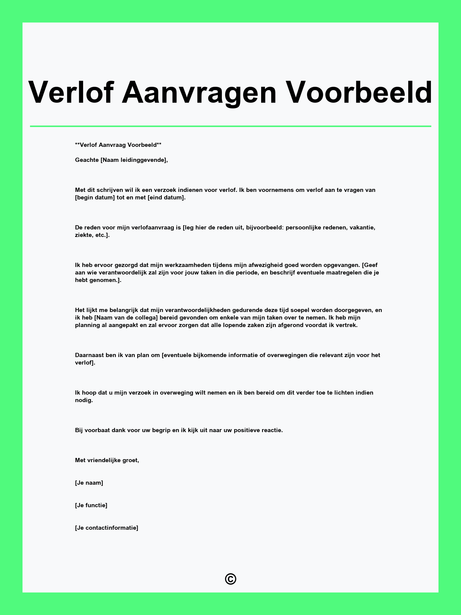 Verlof Aanvragen Voorbeeld