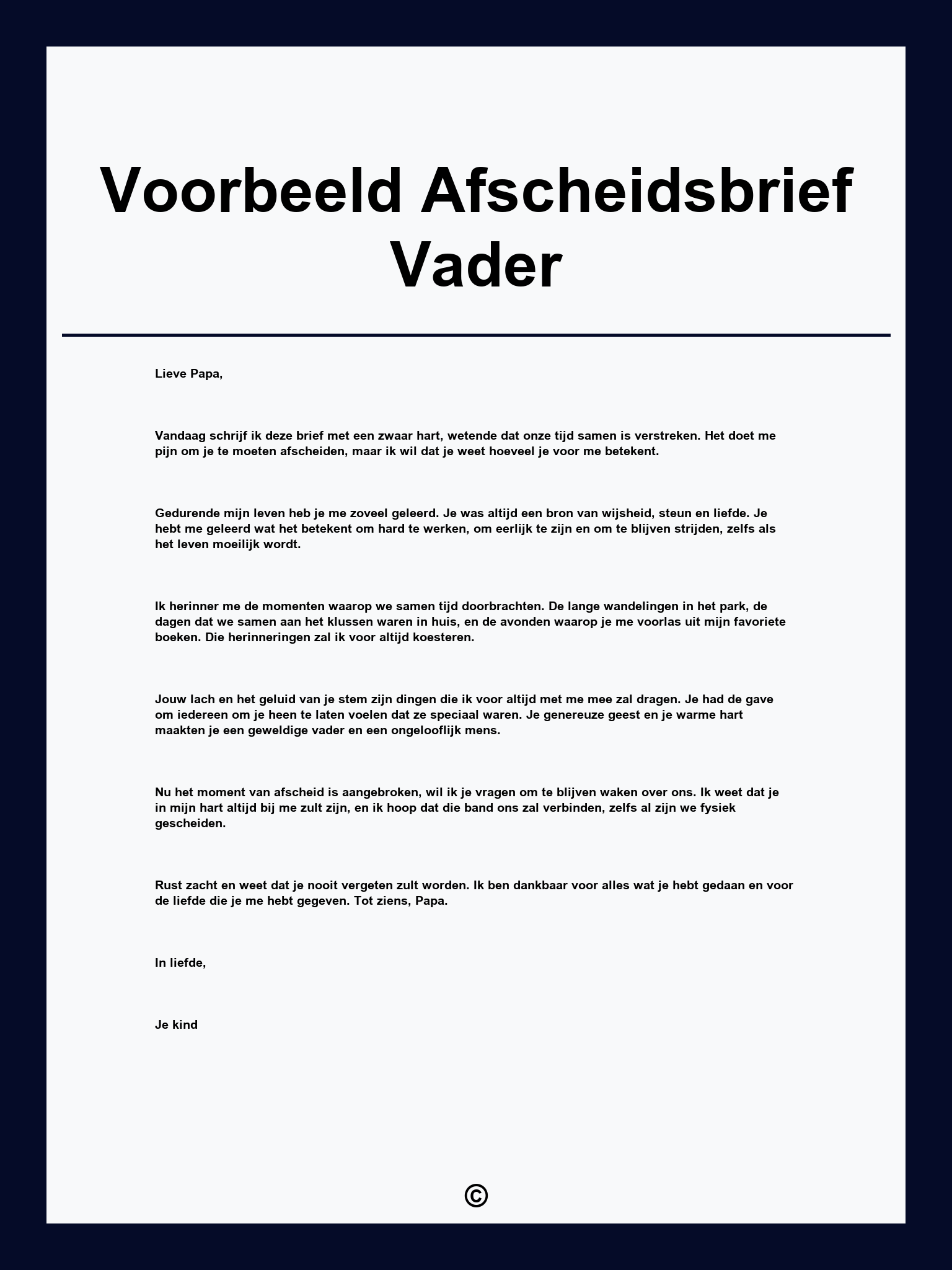 Voorbeeld Afscheidsbrief Vader