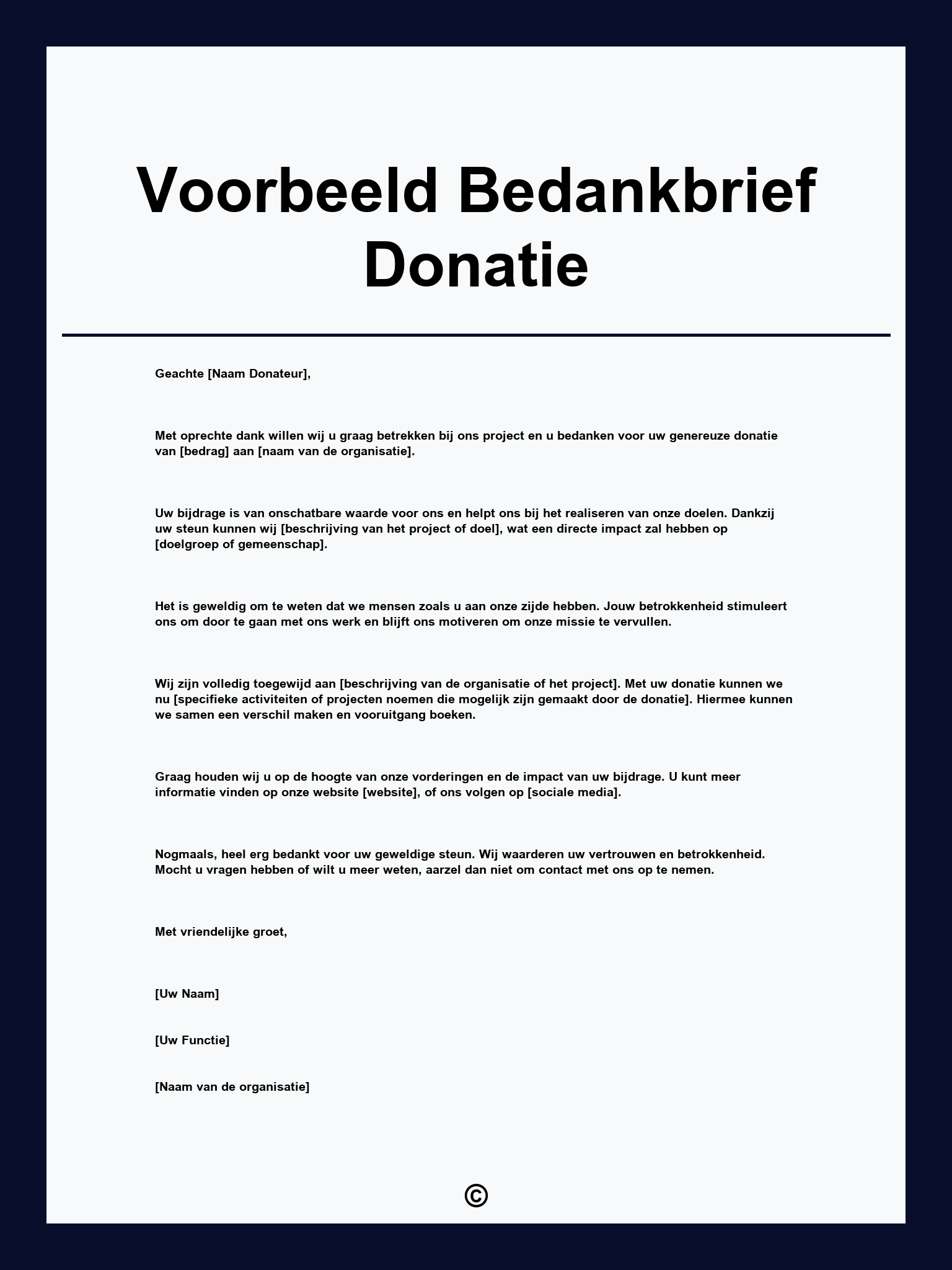 Voorbeeld Bedankbrief Donatie