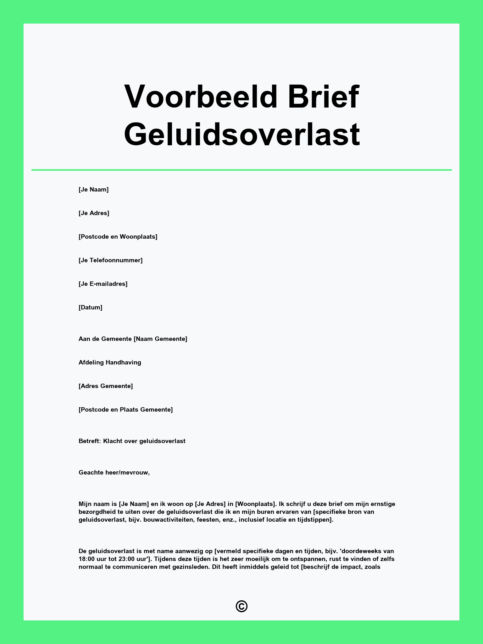 Voorbeeld Brief Geluidsoverlast