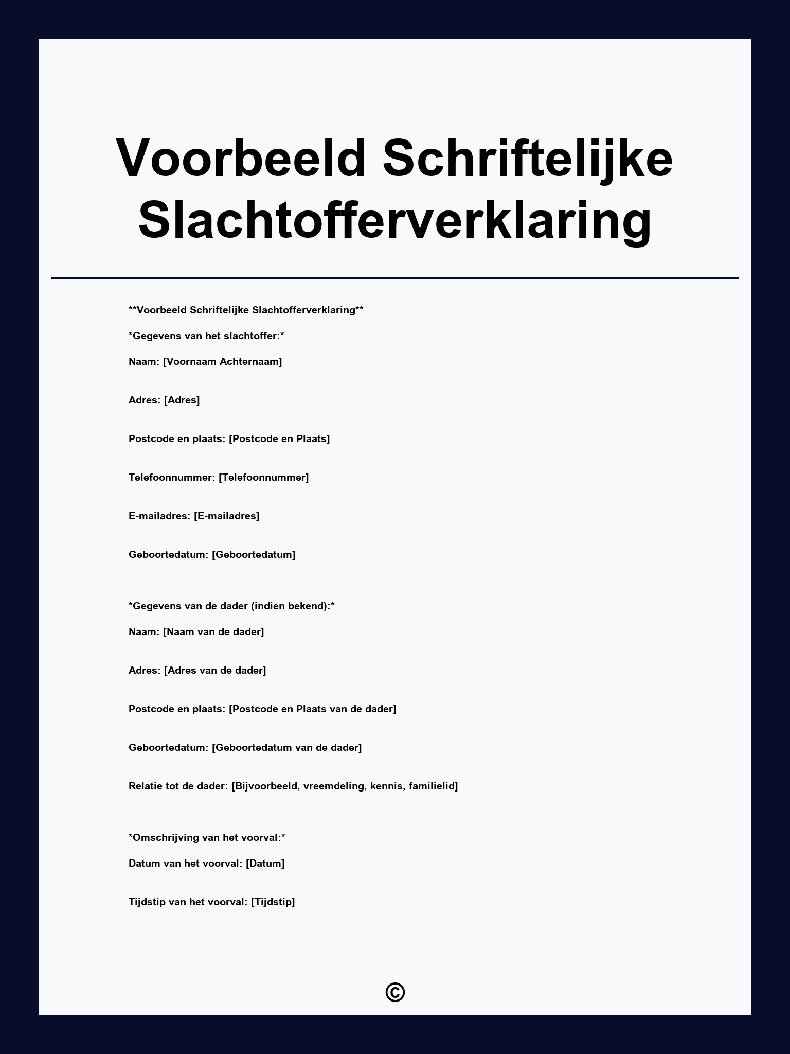 Voorbeeld Schriftelijke Slachtofferverklaring