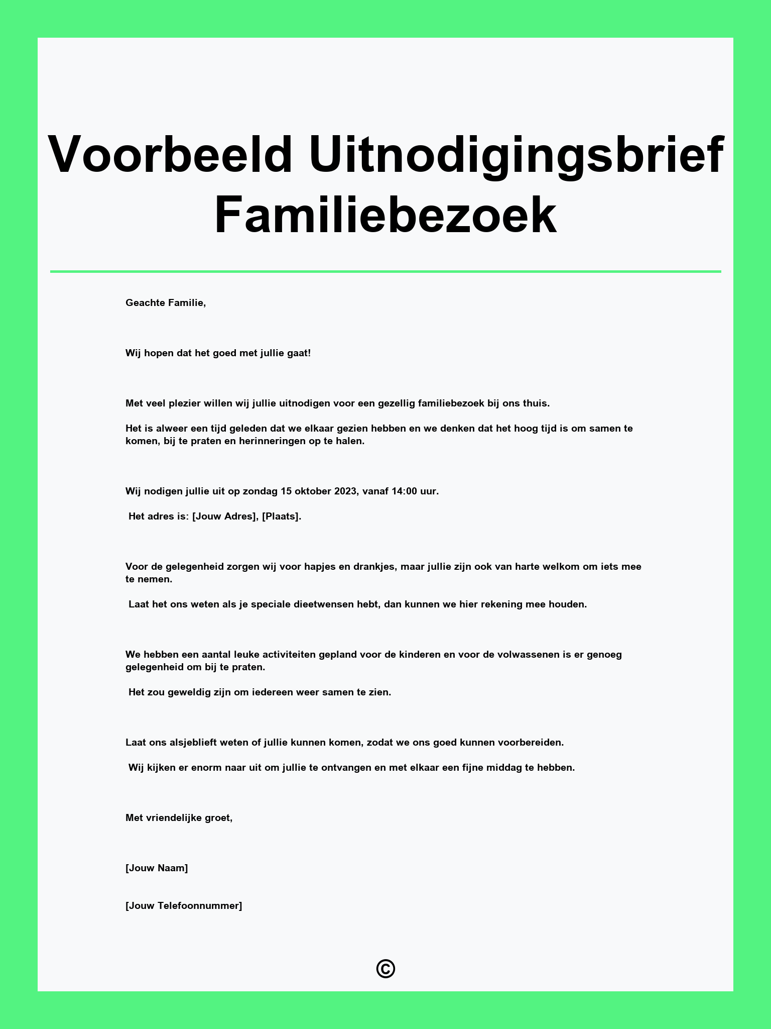 Voorbeeld Uitnodigingsbrief Familiebezoek