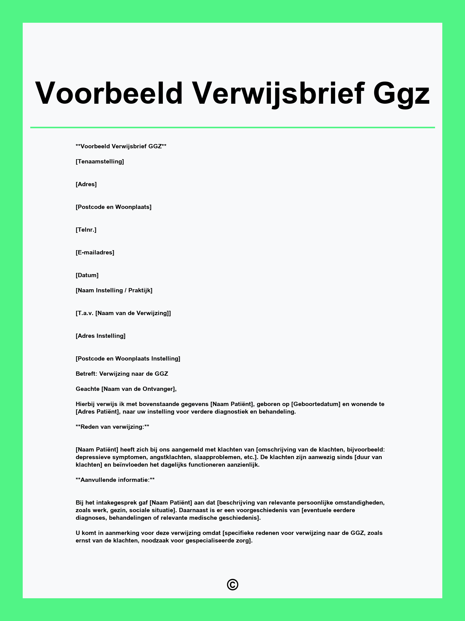 Voorbeeld Verwijsbrief Ggz