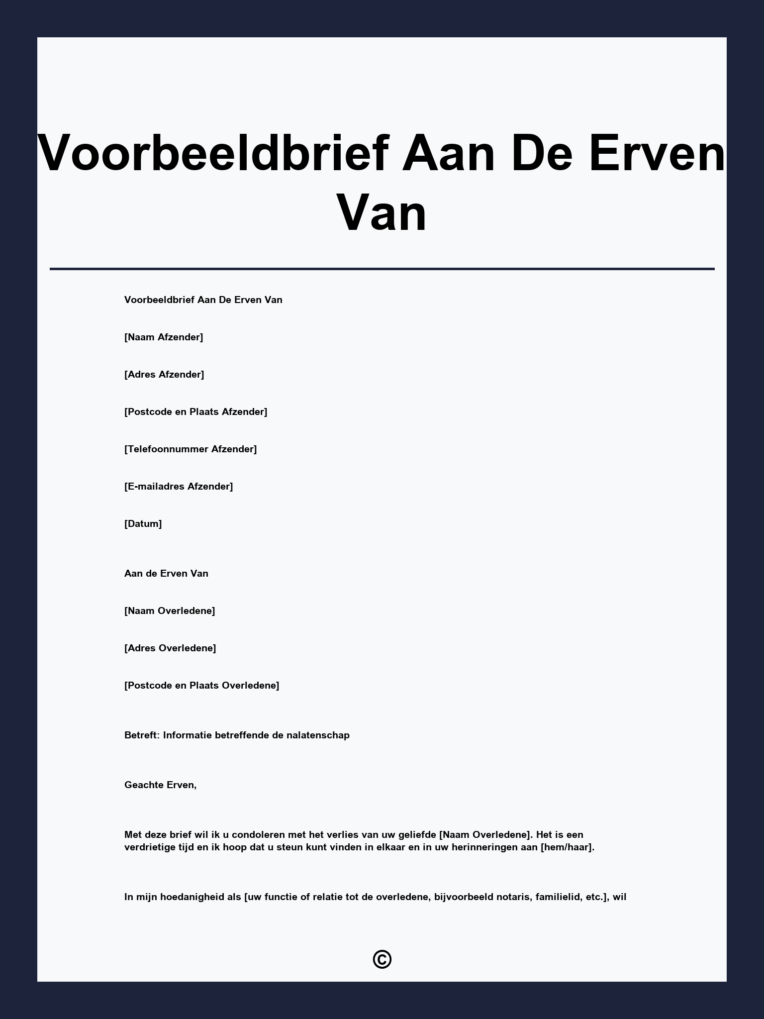 Voorbeeldbrief Aan De Erven Van