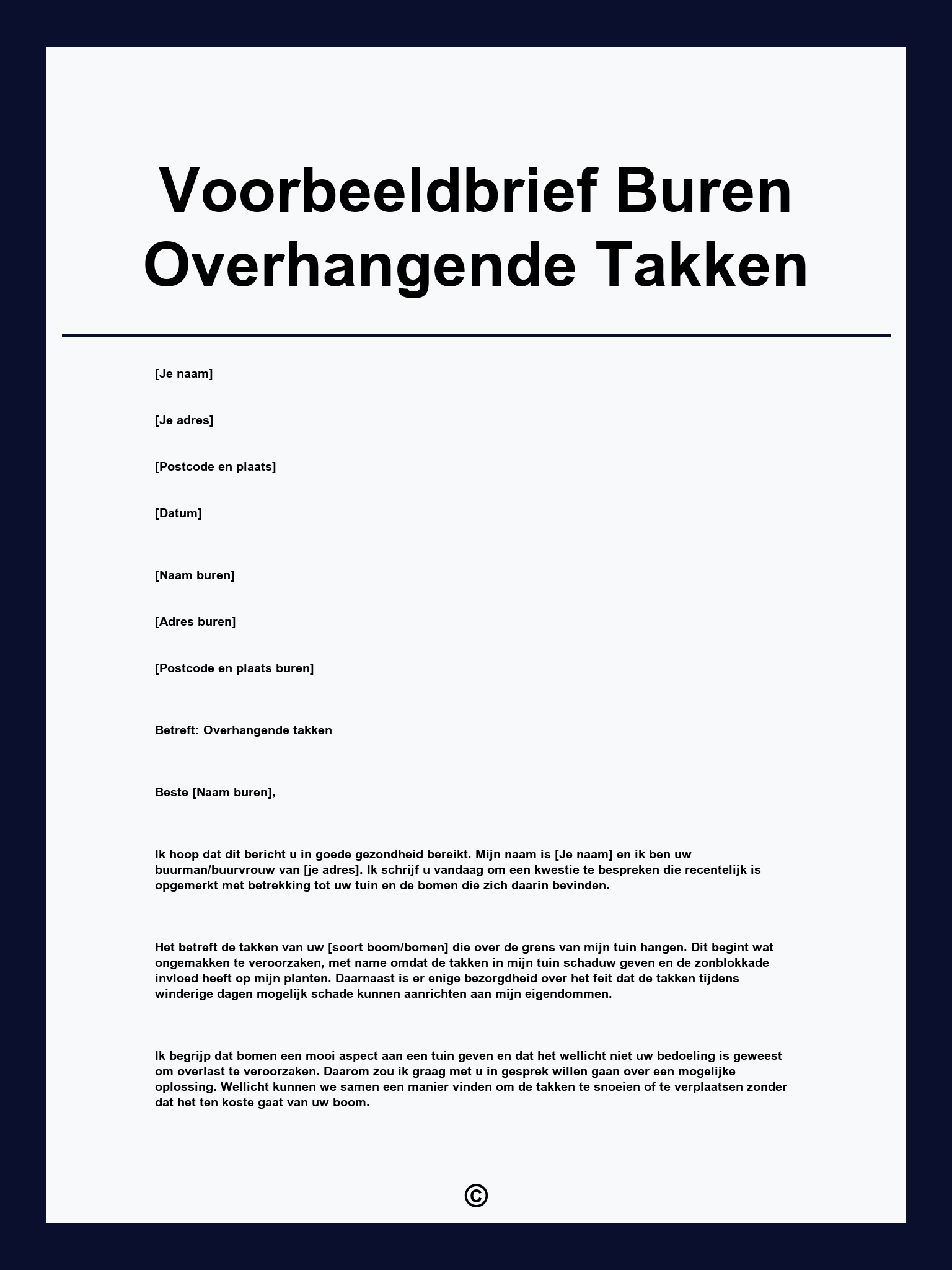 Voorbeeldbrief Buren Overhangende Takken