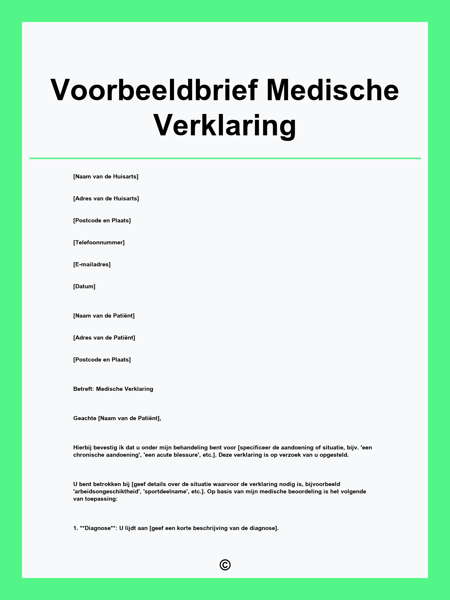 Voorbeeldbrief Medische Verklaring