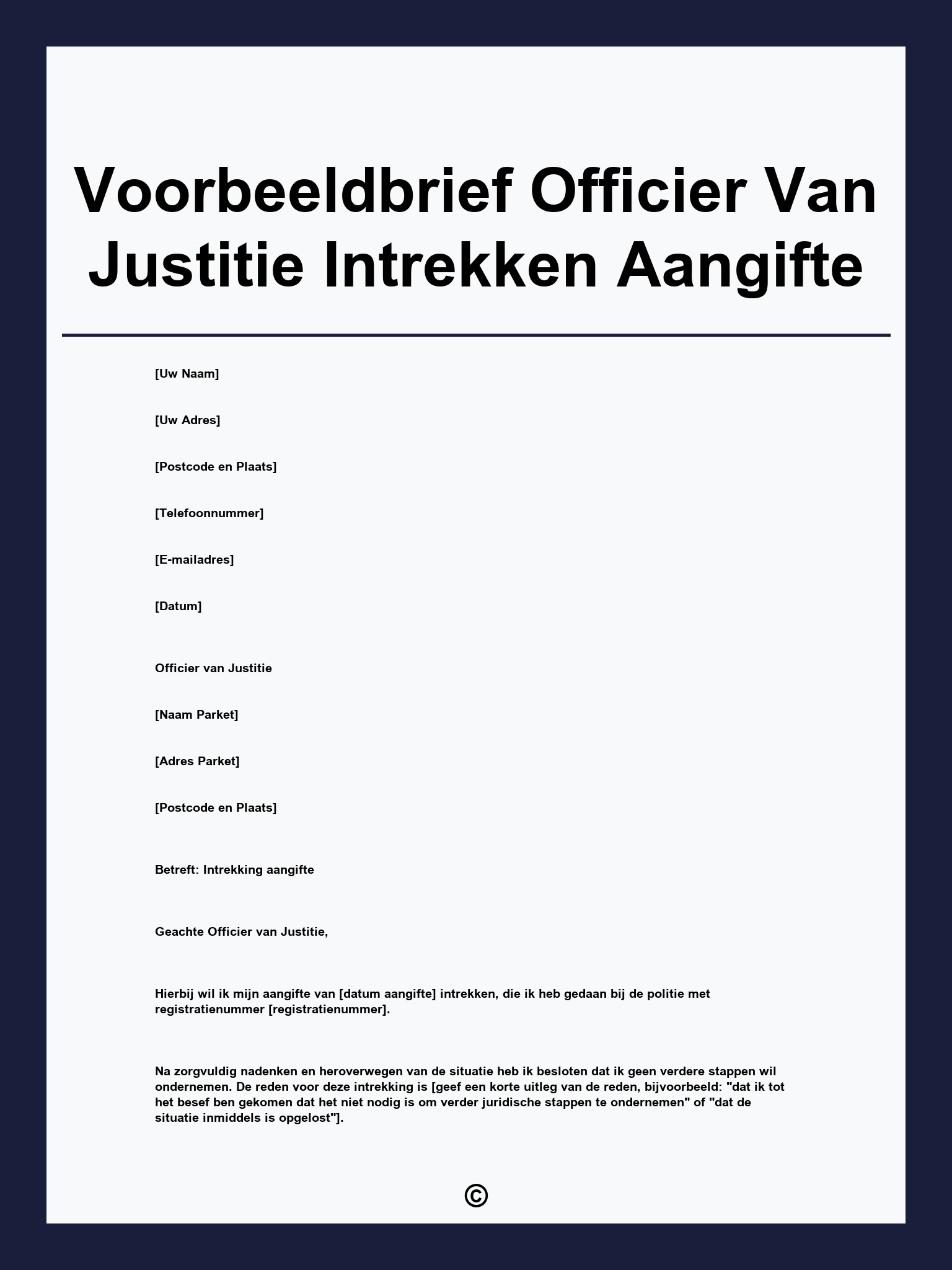 Voorbeeldbrief Officier Van Justitie Intrekken Aangifte