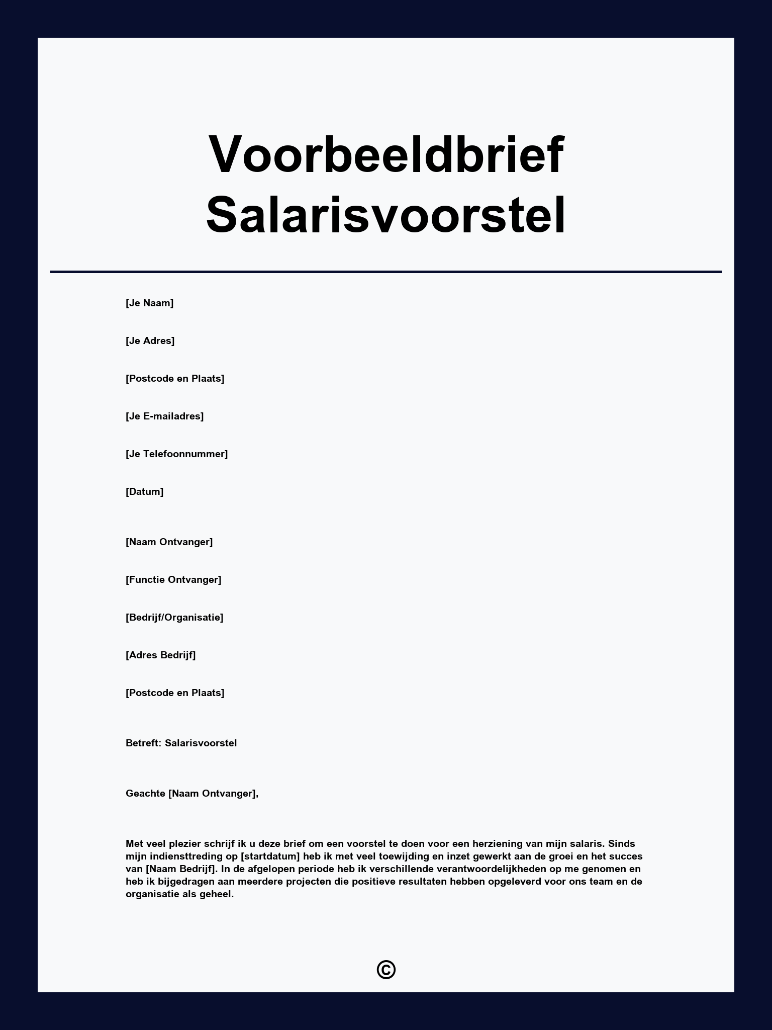 Voorbeeldbrief Salarisvoorstel