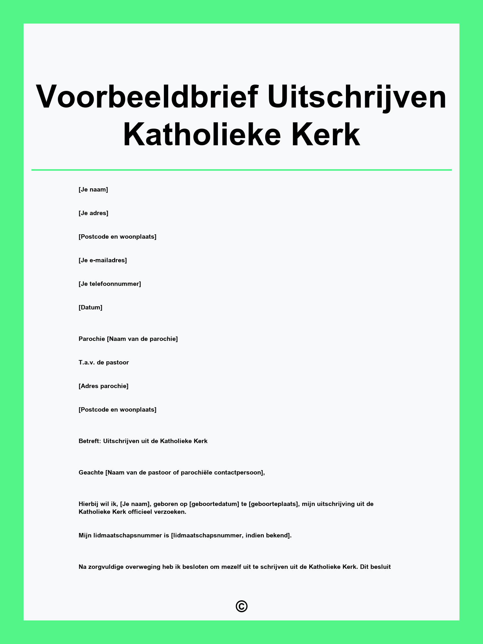 Voorbeeldbrief Uitschrijven Katholieke Kerk