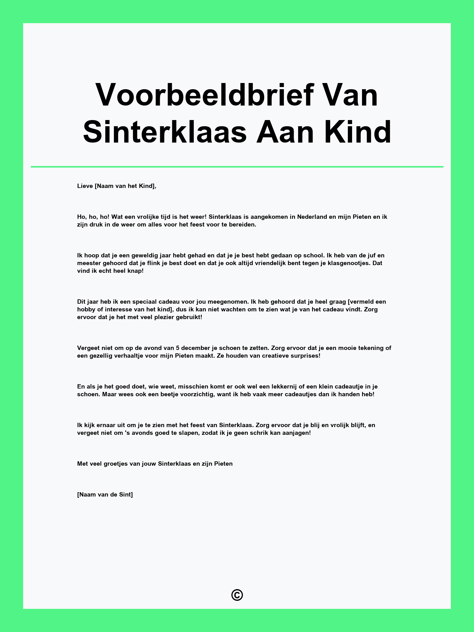 Voorbeeldbrief Van Sinterklaas Aan Kind