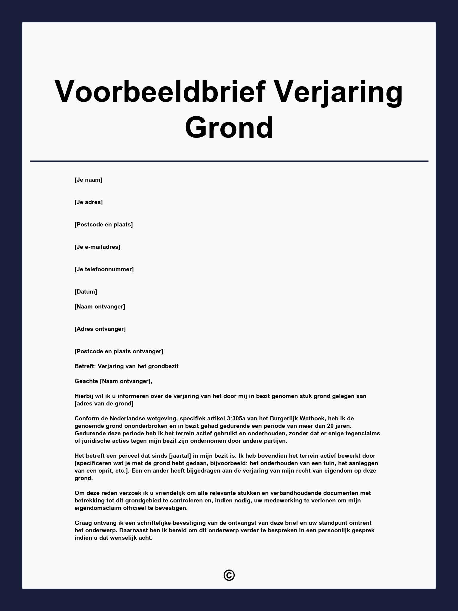 Voorbeeldbrief Verjaring Grond