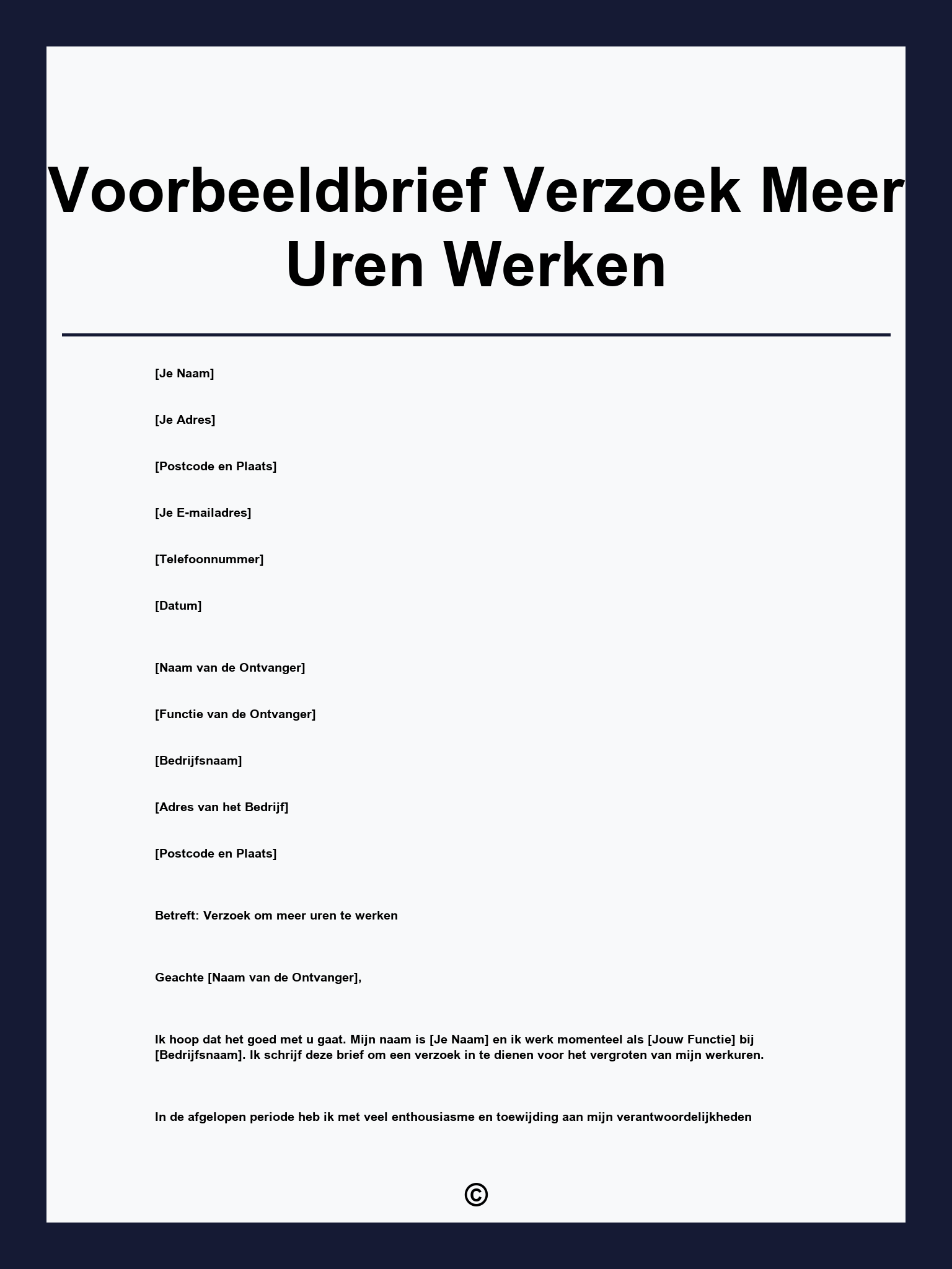 Voorbeeldbrief Verzoek Meer Uren Werken