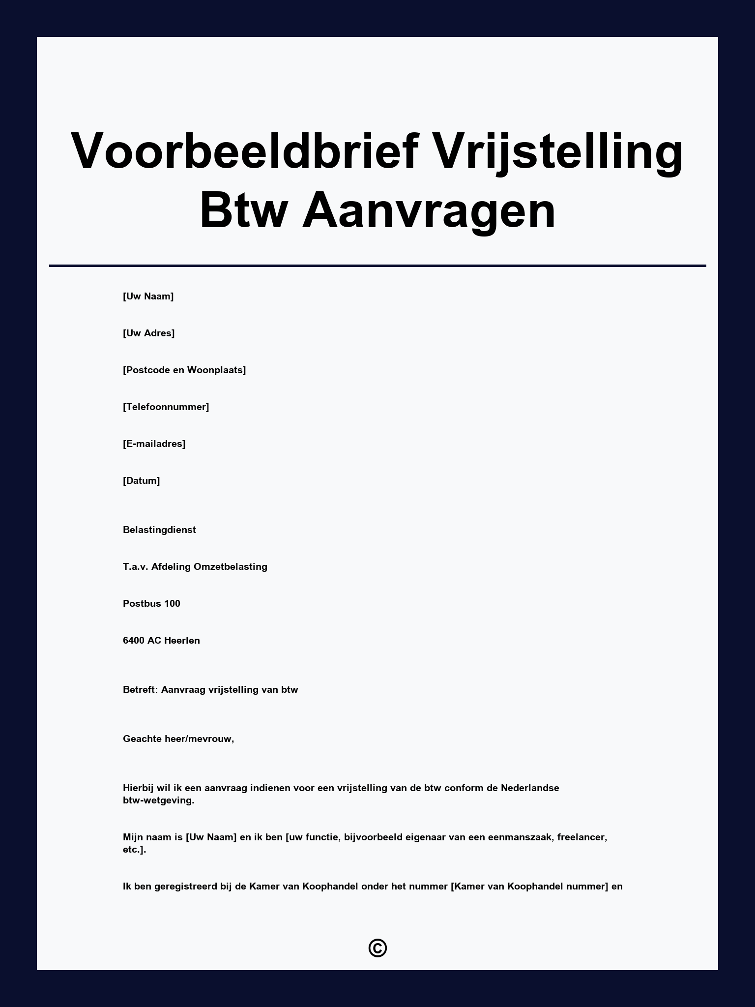 Voorbeeldbrief Vrijstelling Btw Aanvragen