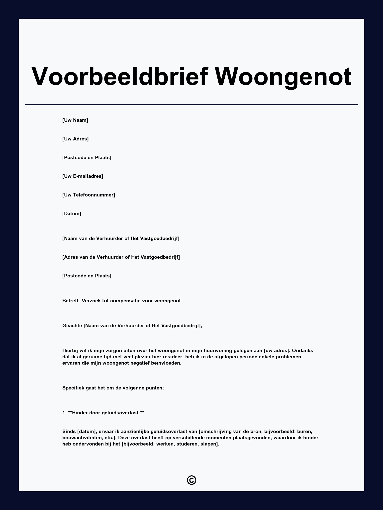 Voorbeeldbrief Woongenot