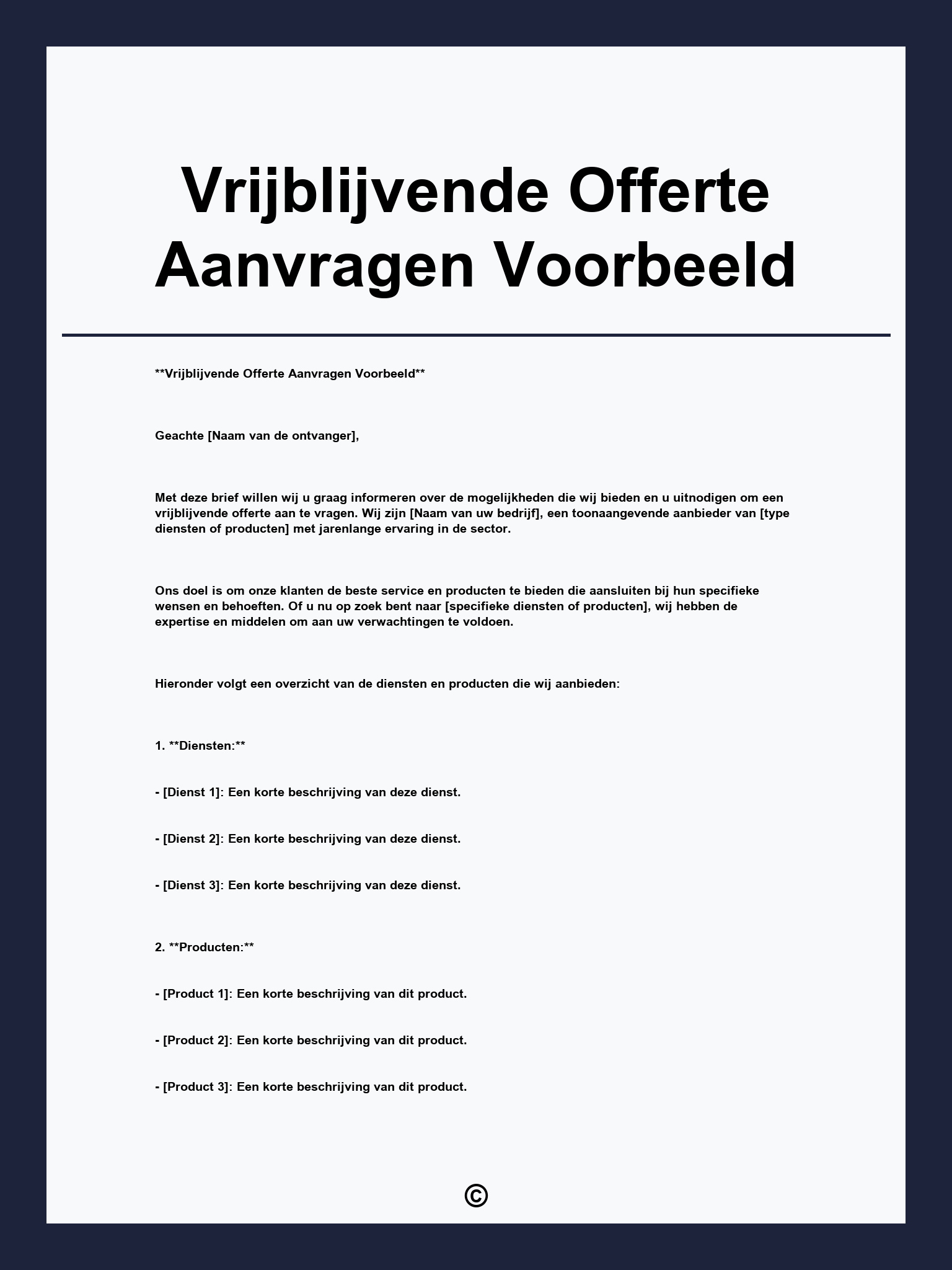 Vrijblijvende Offerte Aanvragen Voorbeeld