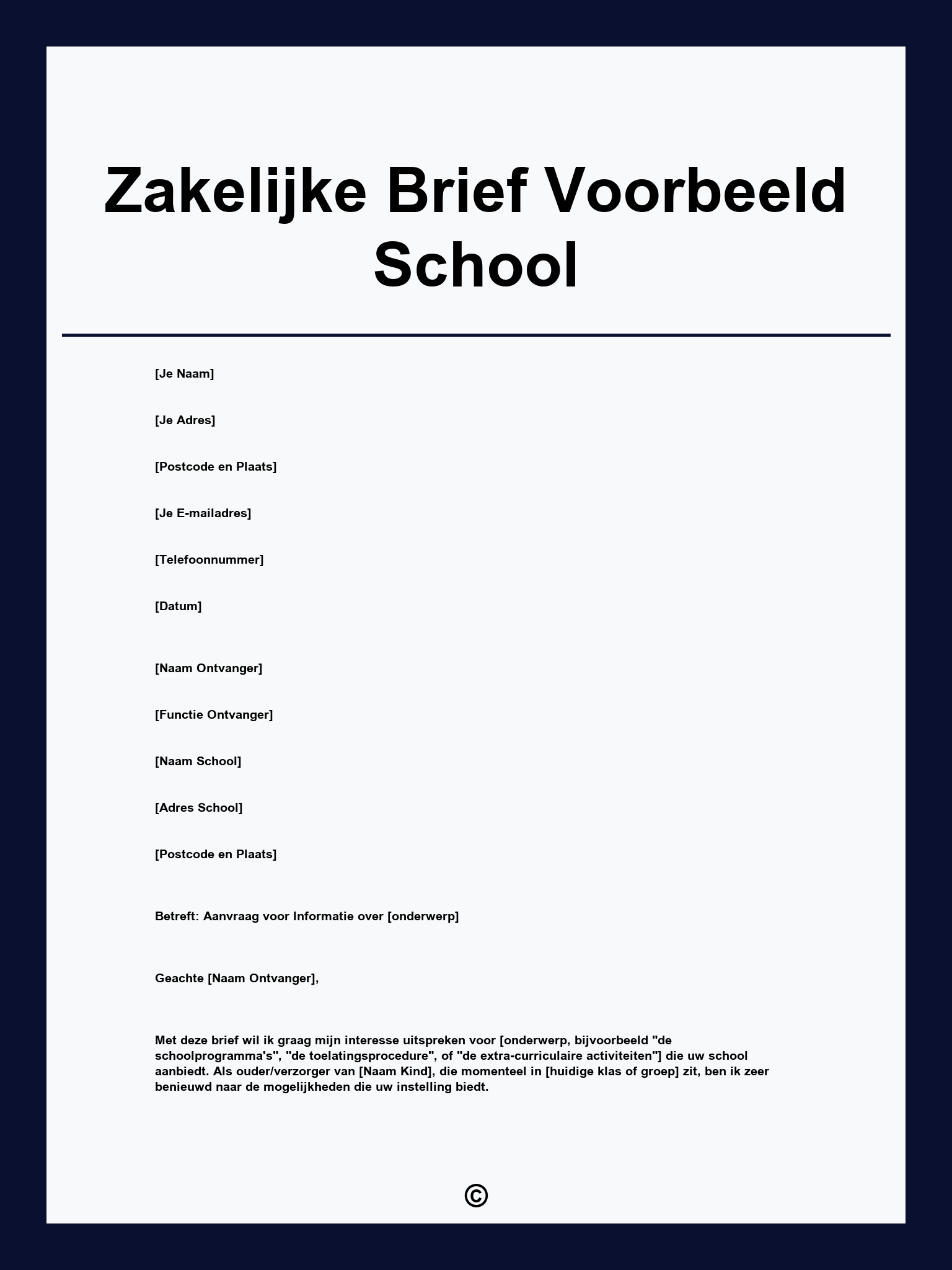Zakelijke Brief Voorbeeld School